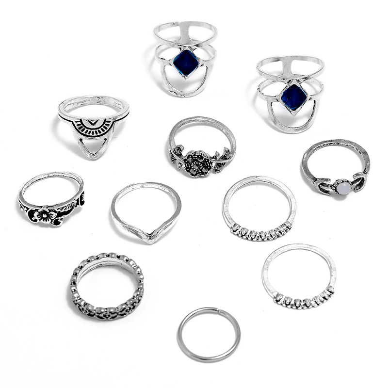 欧美流行套装戒指 复古多元素组合多件套戒指 几何型女式戒指详情77