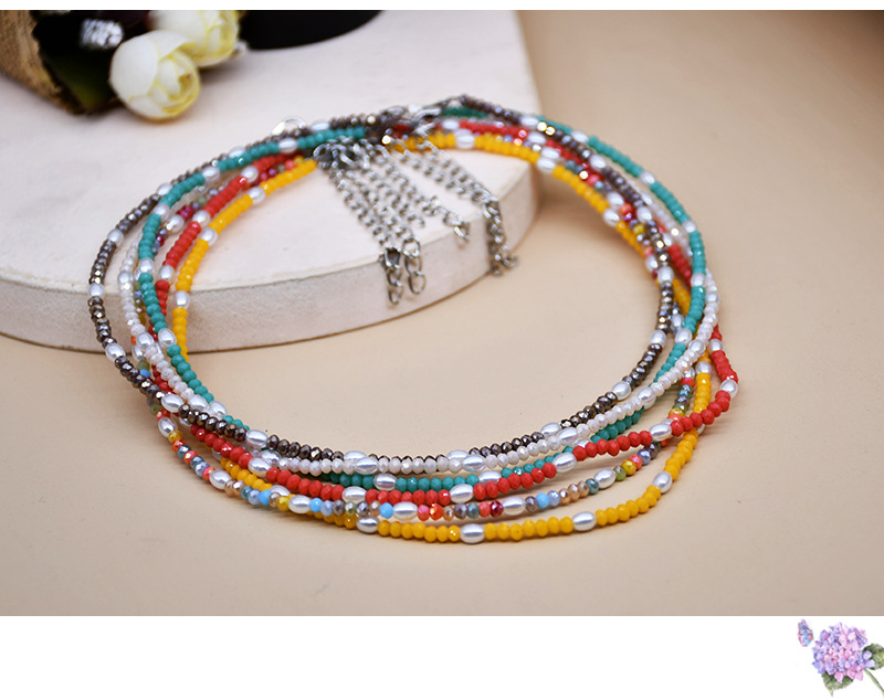 Simple Fashion Contrast Color Multi-layer Colored Crystal Necklace display picture 3