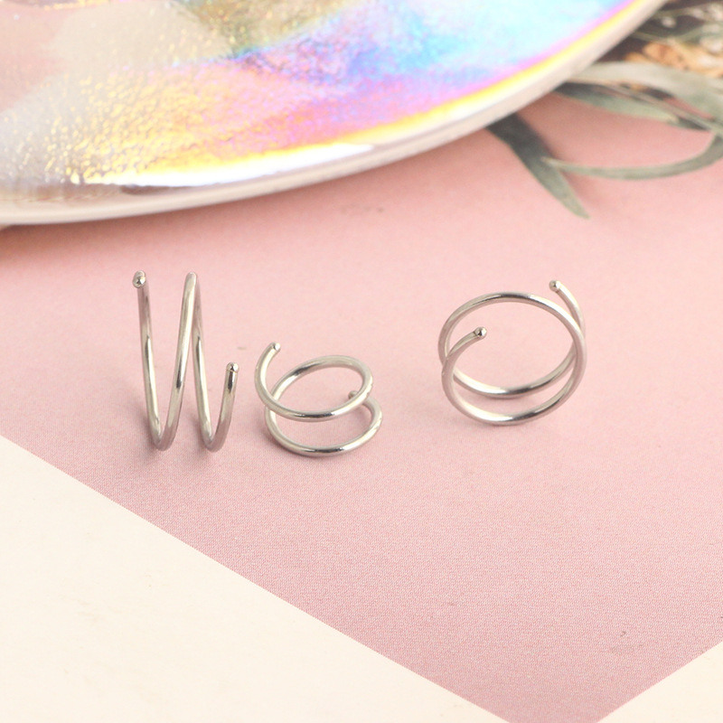 Mason's New 10mm Stainless Steel Spiral Half-Turn Double Hoop Nose Ring Ear Bone Piercing Jewelry detail image 13