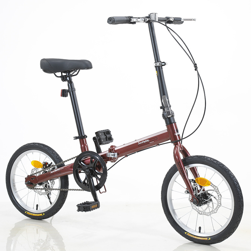 Sanhe Ma 16-Inch Folding Bicycle for Export, Single-Speed Disc Brake, Portable Bicycle for Adults and Students, Foldable
