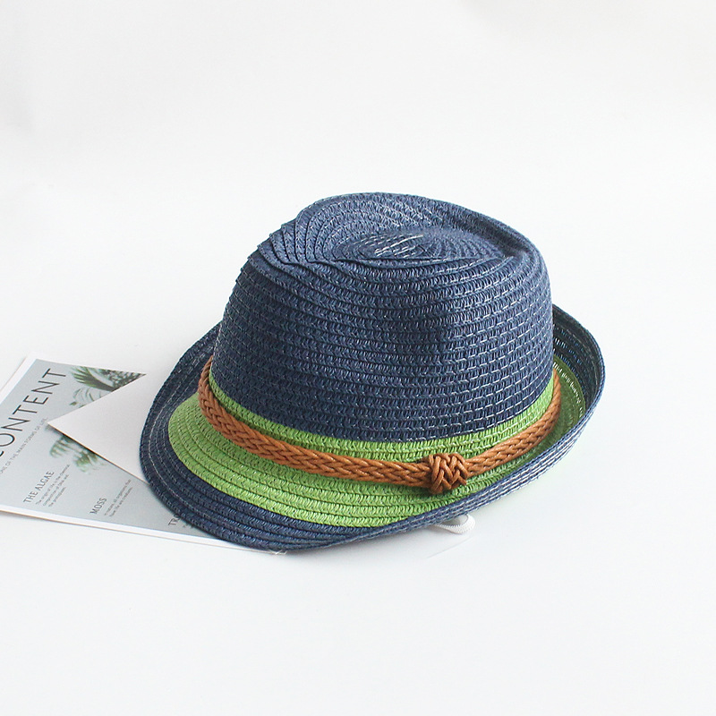 Children Unisex Fashion Color Block Crimping Straw Hat display picture 10