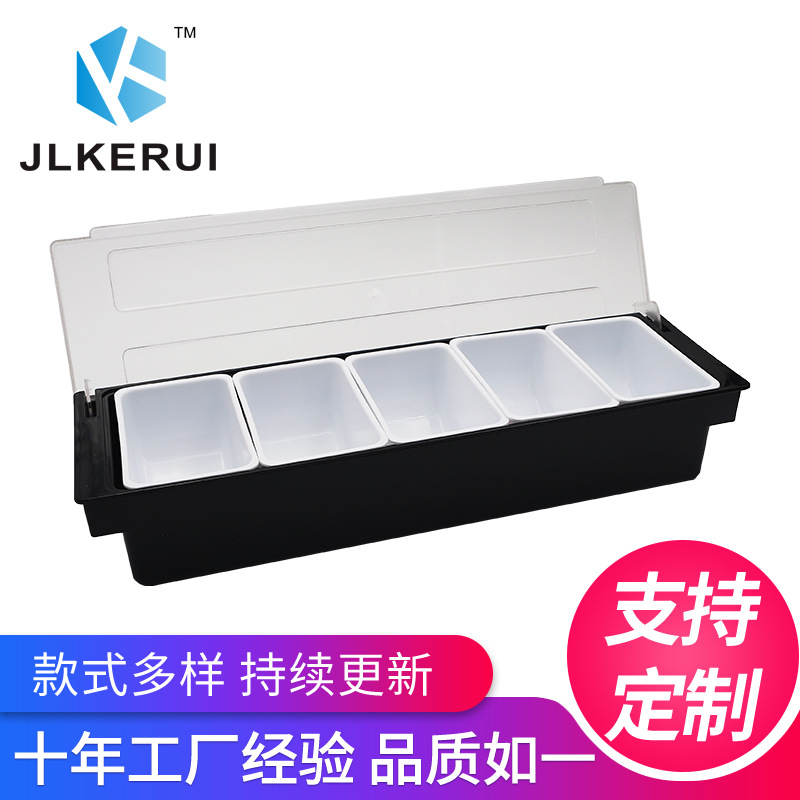 Bar condimento caja leche tienda de té tres rejilla cuatro rejilla cinco rejilla seis rejilla fruta caja fruta crujiente condimento caja con tapa