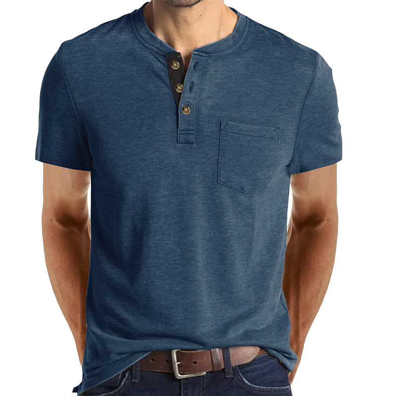 T-shirt henley uomo maniche corte top casual estivo girocollo_voghion.com