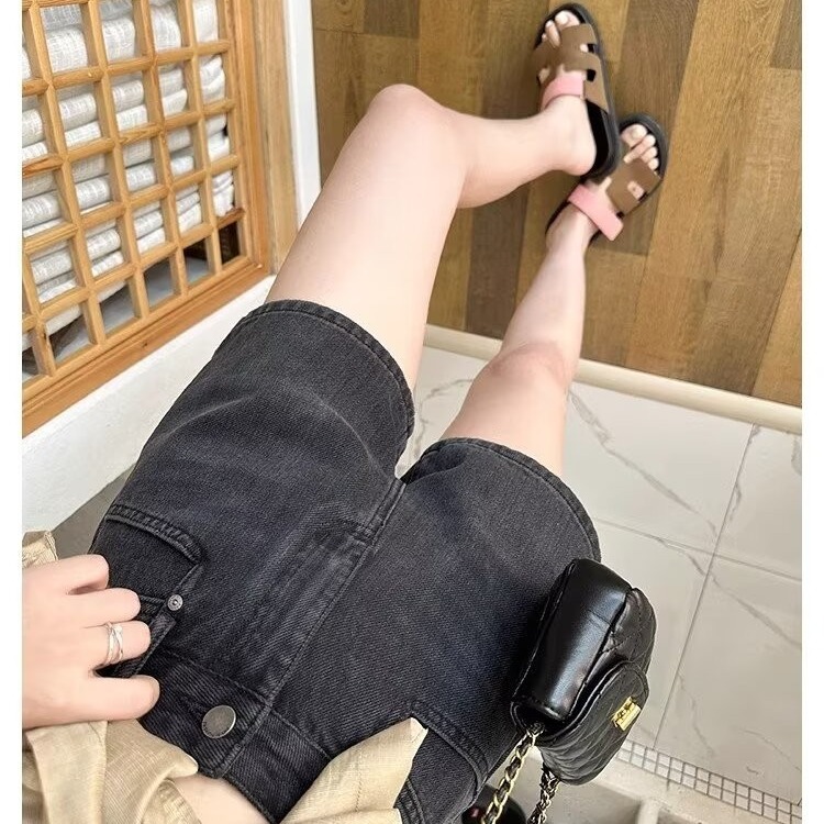 작은 분할 디자인 센스 높은 허리 데님 반바지 여름 인기 여성 느슨한 슬리밍 올 매치 아우터 스트레이트 핫 팬츠
