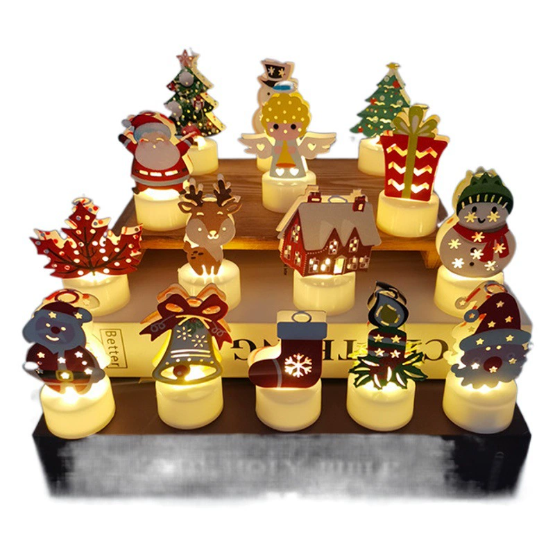 Светодиодная электронная свеча, Рождественская елка, Санта-Клаус, снеговик, креативная свеча, ночник, украшения, украшения