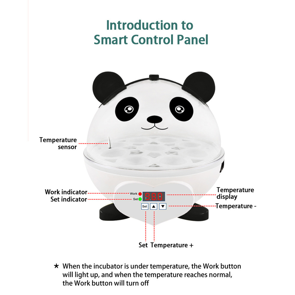 Panda pequeña incubadora infantil ciencia y educación inteligente mini incubadora hogar incubadora pantalla Fahrenheit