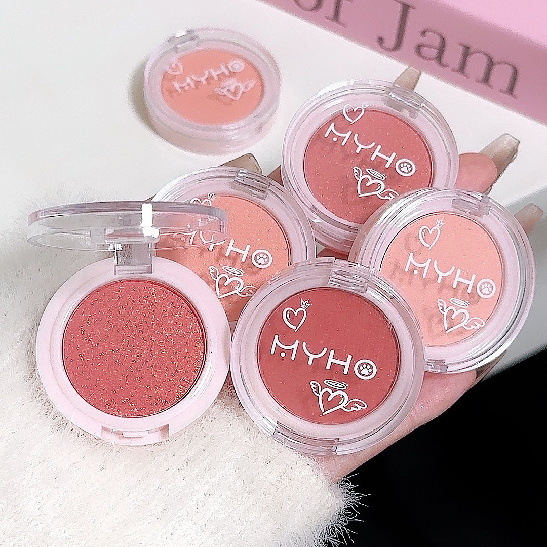 Myho Dopamine Single Color Blush Pearlescent Fine Shimmering Complexion Brightening Natural Easy-To-Color Makeup Blush Palette Affordable