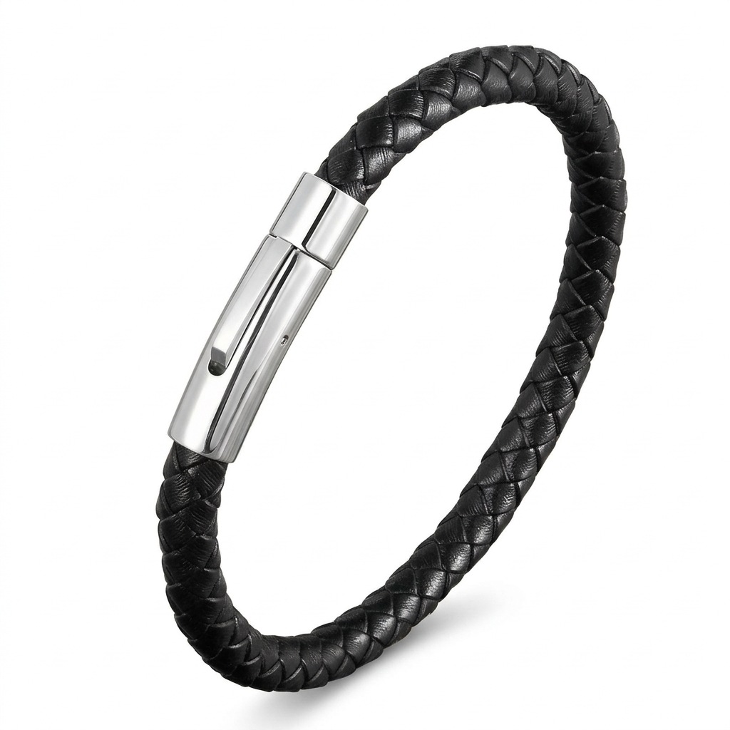 European and American Best-Selling Leather Bracelets Stainless Steel Snap Men's Braided Leather Bracelets Wholesale Manufacturers