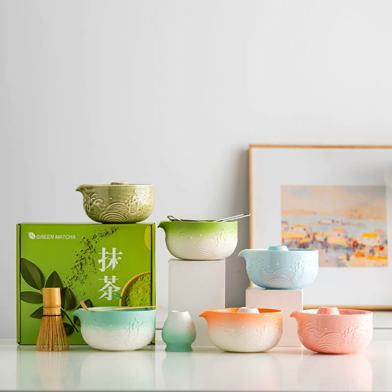 Matcha, tea cup, set, (Cross-border trading), gradient
