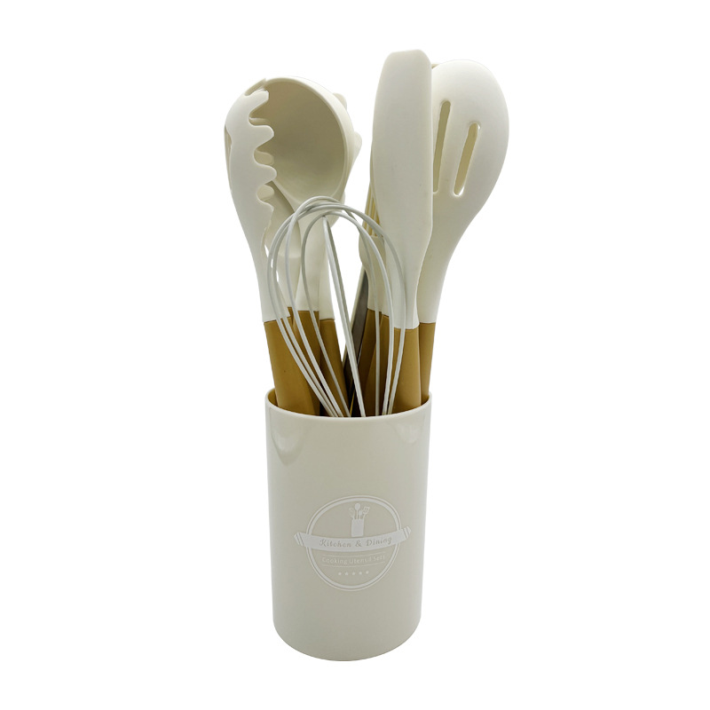 Kitchen espátula de silicona utensilios de cocina de silicona juego de 12 piezas colador cuchara de sopa cuchara de cocina casera juego de pala resistente a altas temperaturas