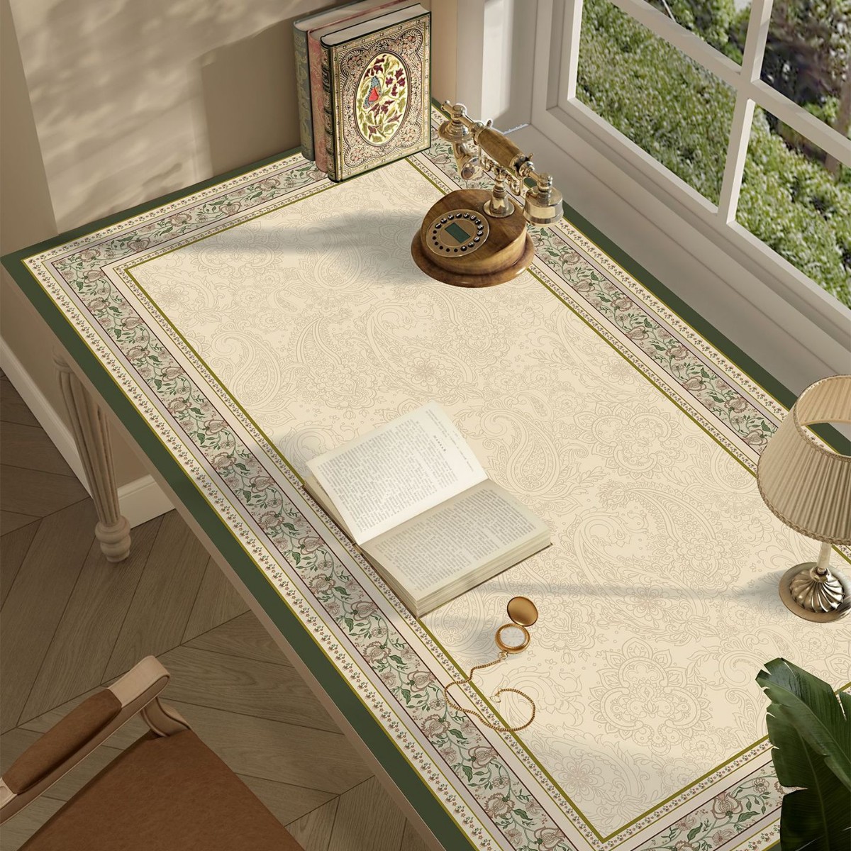 American-Style Tablecloth, Light Luxury and High-End Feel, Writing Desk, Study Eye Protection Desk Mat, Waterproof and Oil-Proof, No-Wash Computer Protection Mat