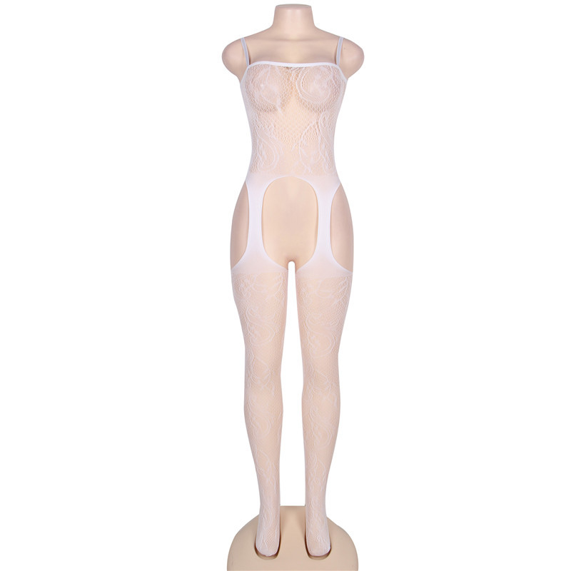 Transfronterizos de tamaño grande ropa interior femenina Jacquard abertura de tela de tela hueca ajustada seducción conjunto de malla