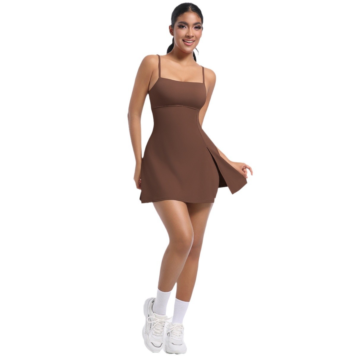 Vestido deportivo anti-flegamento con cojín de pecho transpirable al aire libre golf de belleza cabina de yoga falda de tenis mujer