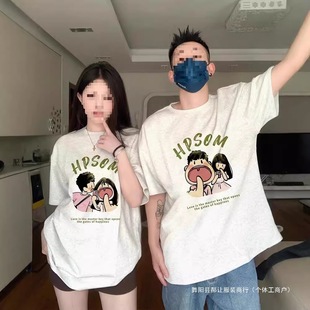 Couple's Pure Cotton Short-Sleeve T-Shirt, New Summer Style, Loose and Slimming, Niche Design, Unisex Top, Trendy Brand Uniform
