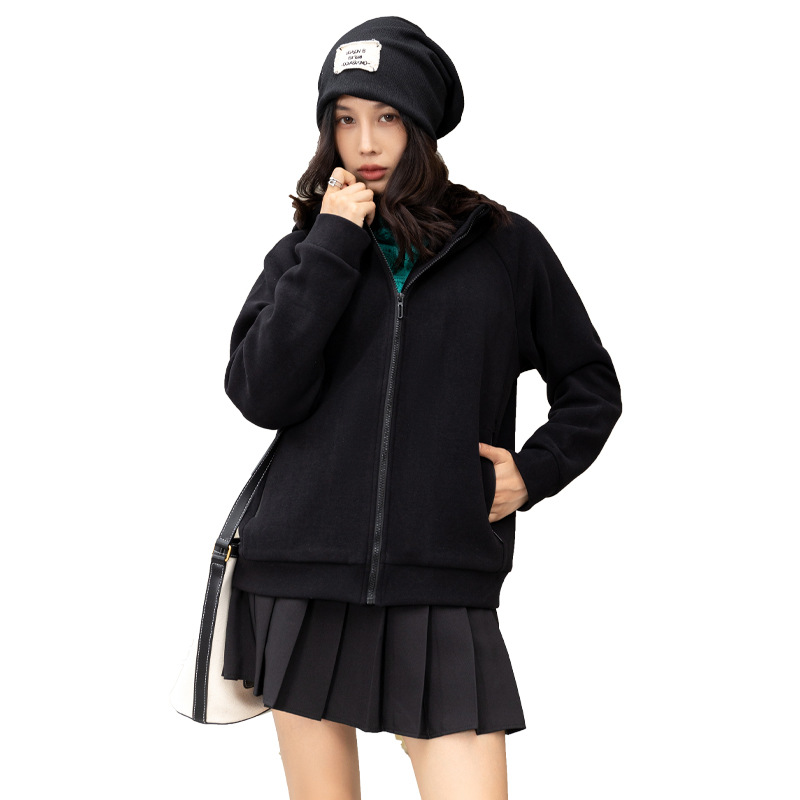 Chaqueta de Lana con Capucha de Poliéster, Cortavientos, para Otoño e Invierno