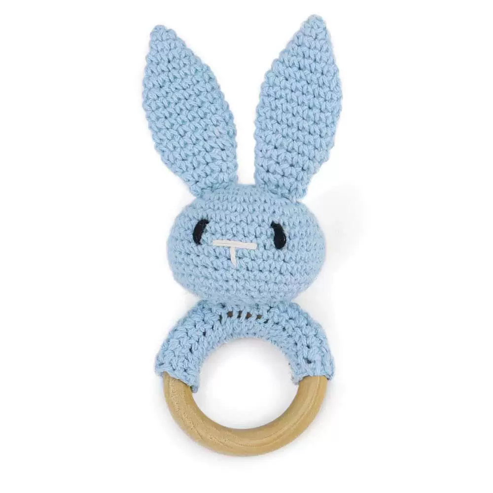 Вязанная handmade игрушка-кролик, детский мешок-подушка, успокаивающая игрушка, можно грызть, оптом