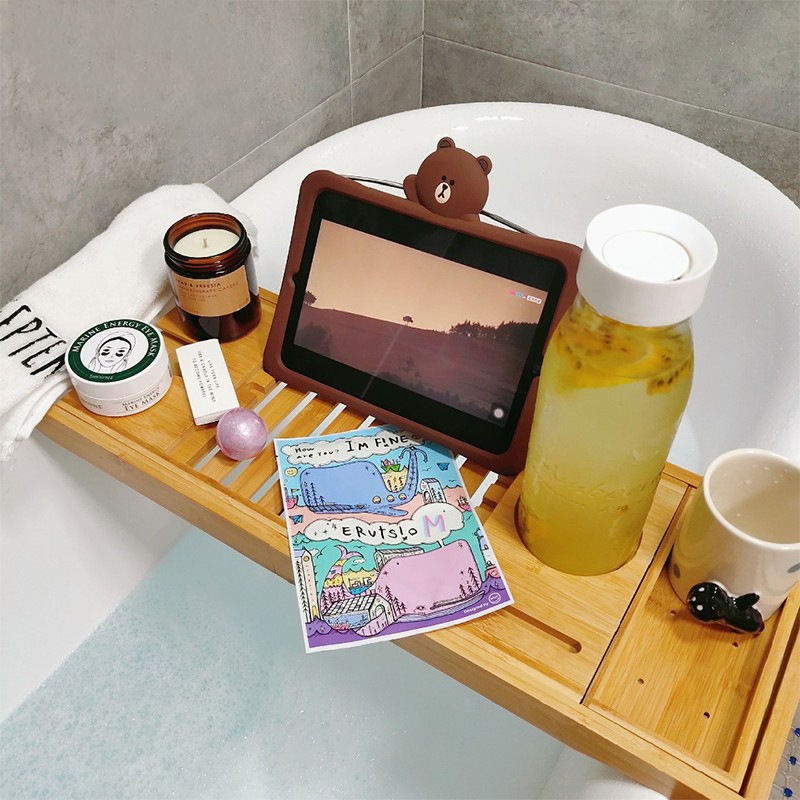 Bandeja para Bañera de Bambú, Retráctil, para Baño
