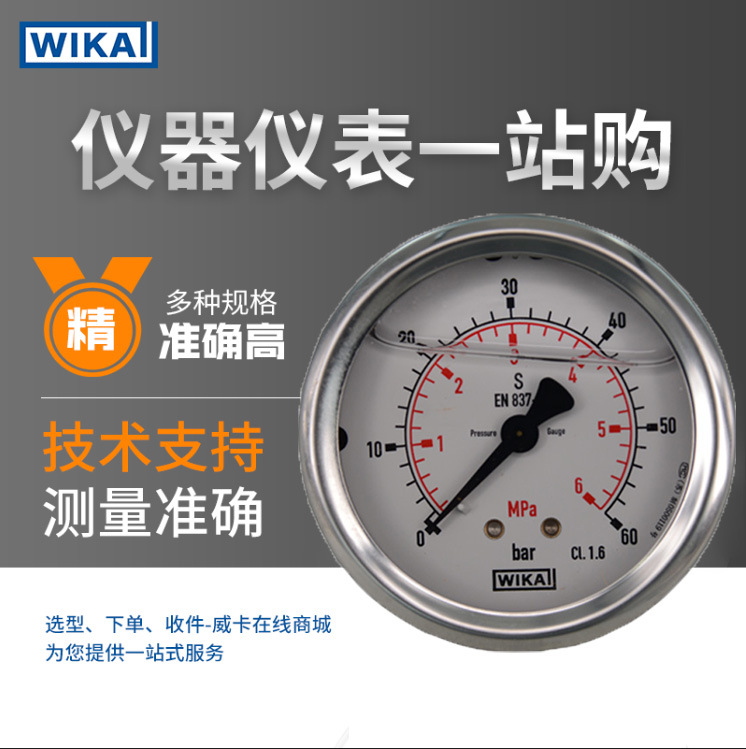 WIKA威卡压力表 EN837-1全不锈钢压力表 213.53.063 轴向