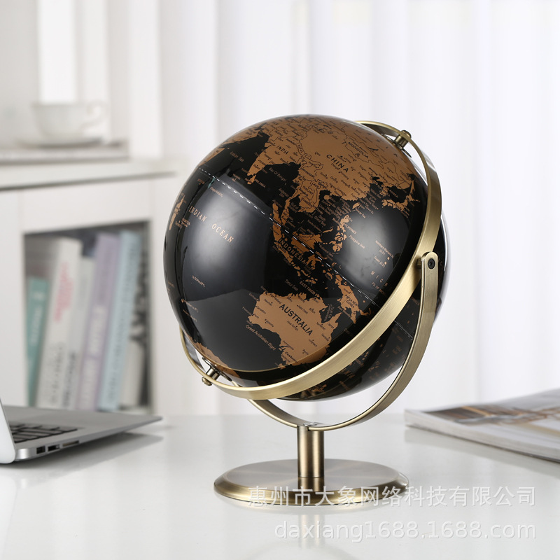 Modern Light Luxury European Style Office Desk Golden Metal Globe Ornaments Factory Direct Creative Decorations