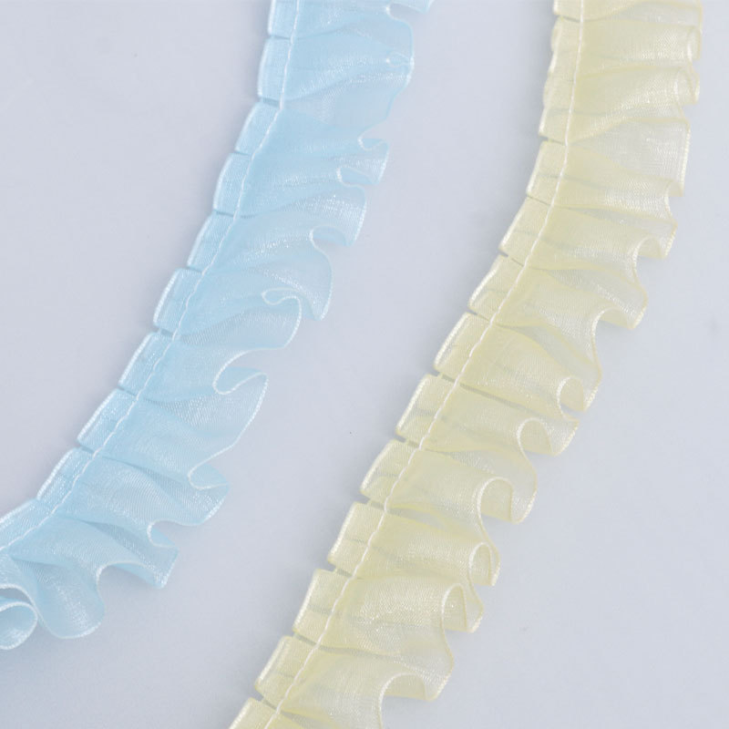 8 Points Transparent Snow Gauze Lace Pleated Lace with Handmade DIY Tie Flower Dress Accessories Wrinkled Lace