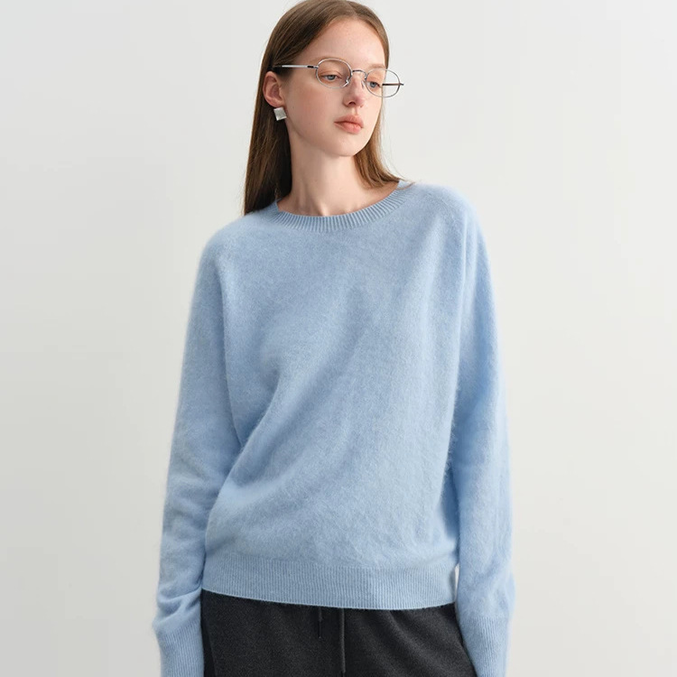 Zhengqite Clothing/Enla Mao Series Round Neck Simple Wool Knit Sweater Women's Winter Wear Lazy Relaxed Wool Cashmere