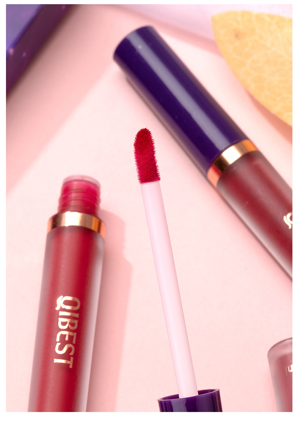 Carina QIBEST Matte Stick Cups, Lipgloss ist langlebig und verblasst nicht leicht, flüssiges Lippenstift-Set-Make-up_voghion.com