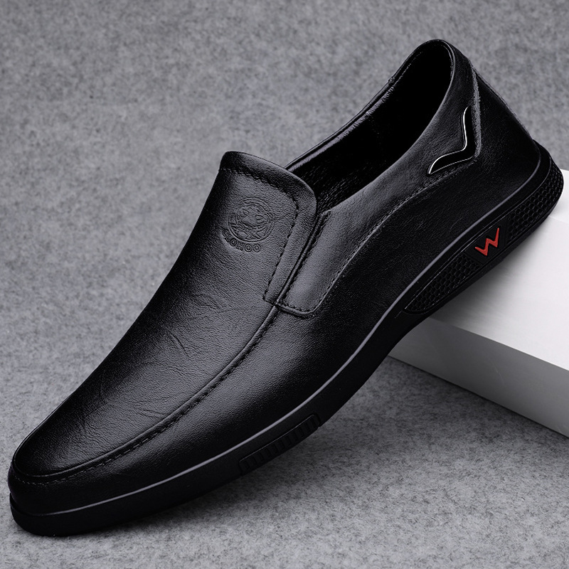 Clearance Sale on Genuine Leather Casual Shoes, Soft Leather, Soft Sole, Slip-On Loafers, Breathable Perforated Men's Shoes
