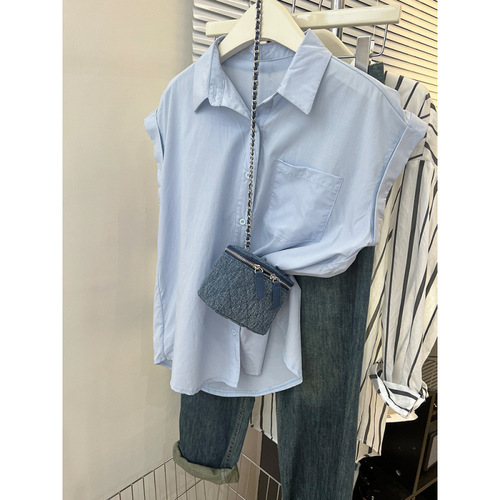 Pink Short Sleeve Blouse Women French Style Top Summer 2025 Design Sense Small Sleeveless Loose Blouse Women