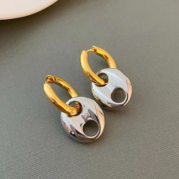 Street Occasion Copper Material 1 Pair Simple Style Geometric Plating Copper 18k Gold Plated Earrings