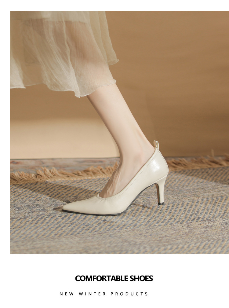 Giày cao gót mũi nhọn miệng nông Jingang ZX60001 – giày stiletto đa năng xuân thu 2025 — màu đen chi tiết 9