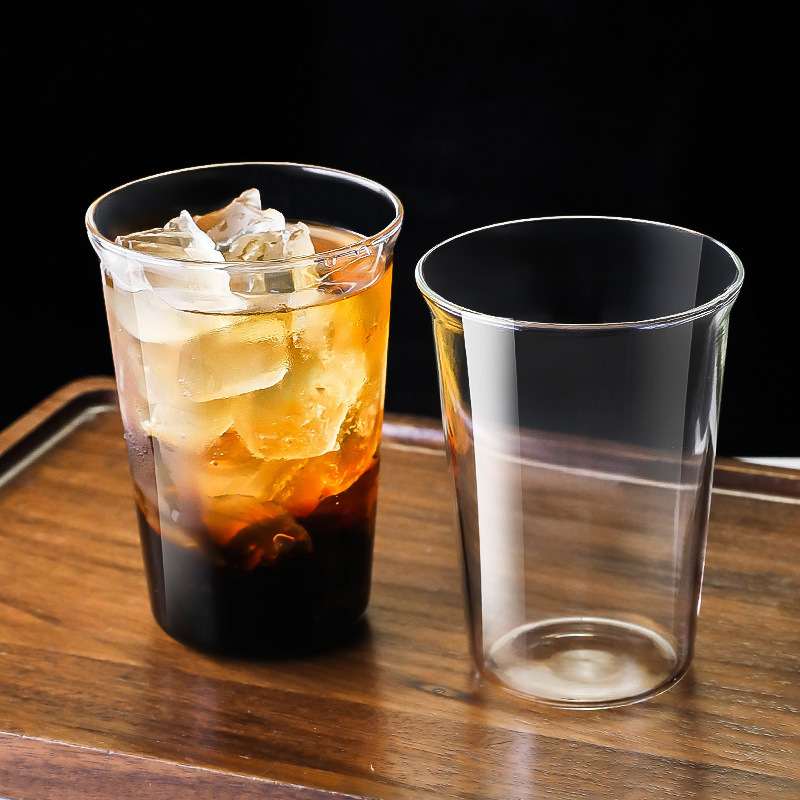 ins风简约高硼硅玻璃杯水杯大容量扩口杯拿铁咖啡杯果茶杯冷饮杯|undefined