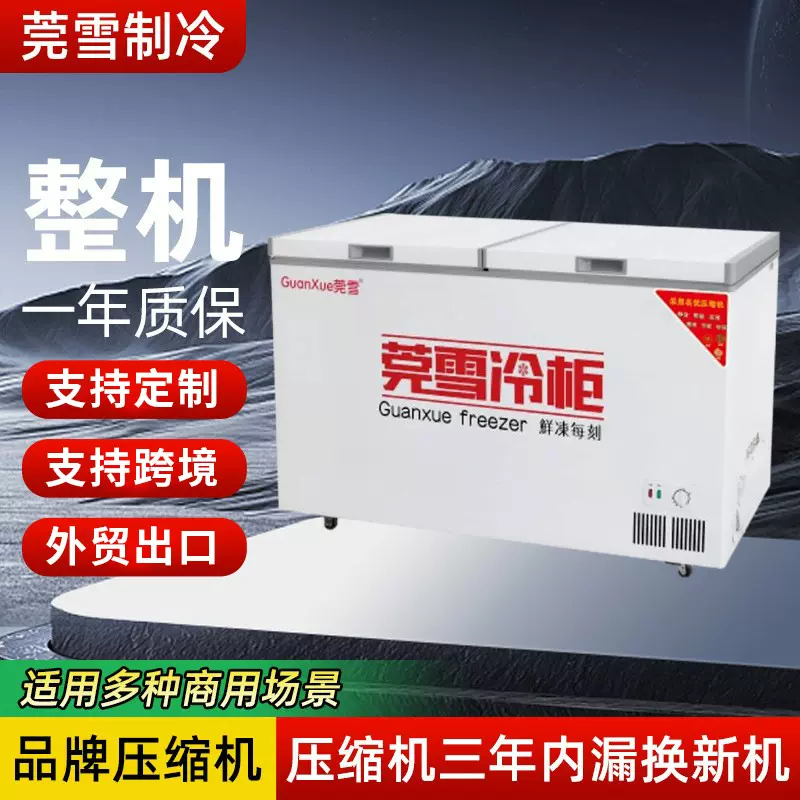 跨境批发商用速冻冰柜大容量卧式冰柜双温冷藏冷冻冰箱家用冷柜
