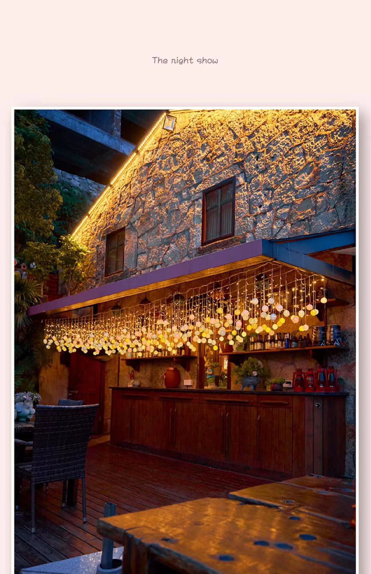 Lichterkette mit 120 LEDs in Baumwollkugelform – 4 m lange, wasserdichte Lichterkette (IP54) für Feste, Hochzeiten und Heimdekoration_voghion.com