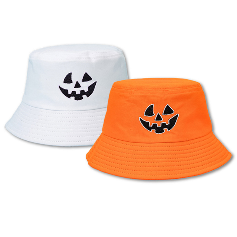 Nuevo sombrero de los hombres de la personalidad de moda bordado de calabaza pescador sombrero de ala ancha a prueba de Sol de Halloween sombrero de Cuenca del todo fósforo sombrero de las mujeres
