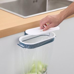 Kitchen punch-free wall-mounted garbage bag storage rack household hanging cabinet door plastic deodorant garbage rack with cover
