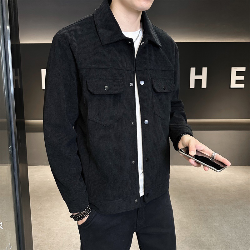 Herren Corduroy Arbeitsjacke Locker Geschnitten Für Herbst Frühling_voghion.com