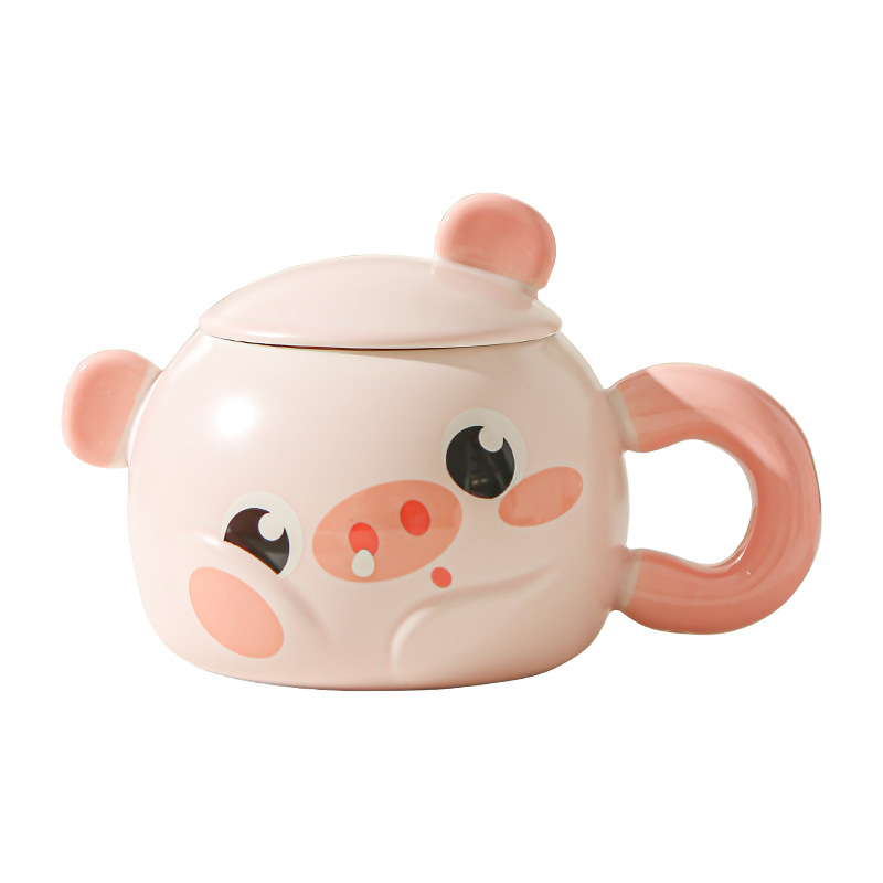 Cerdito Taza de red neta Corazón de niña rosa Hogar creativo Oficina Taza de cerámica Regalo Taza de desayuno de dibujos animados