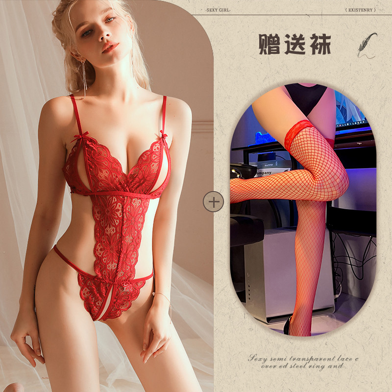 레드 + 레드 망사 스타킹