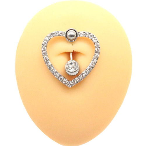 Gaby European and American love tassel cross zircon navel ring stainless steel inverted navel ring navel ornament navel nail