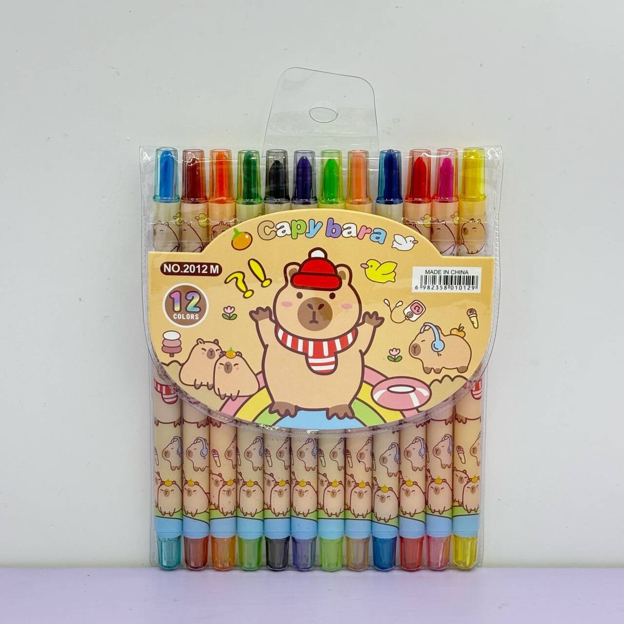 Creative cartoon cute 12 color rotating crayon creative painting stationery kindergarten children art painting crayon