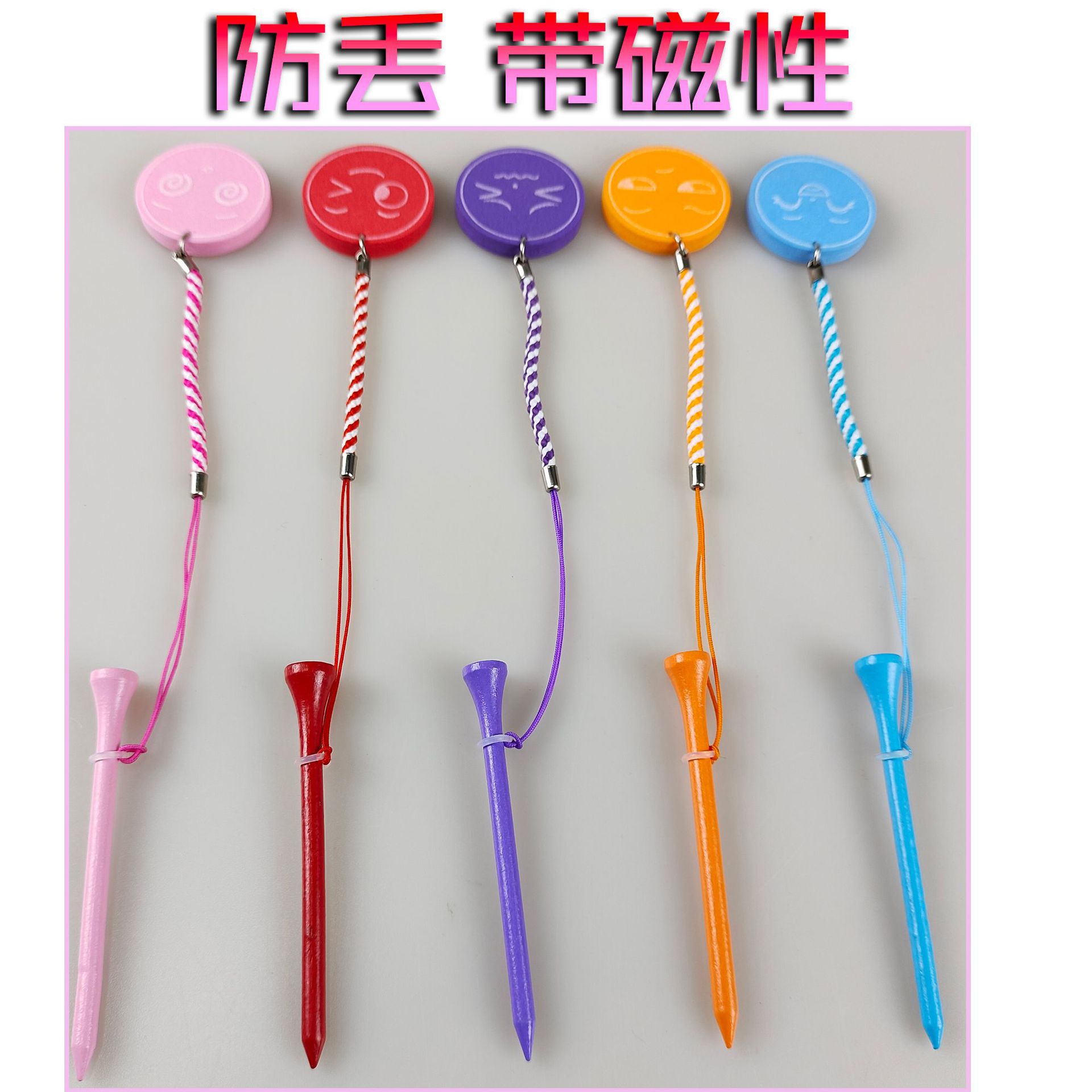Golf multi-color Bola de uñas asiento de la bola de madera con correa de la cuerda magnética anti-perdida Golf Tees accesorios de regalo