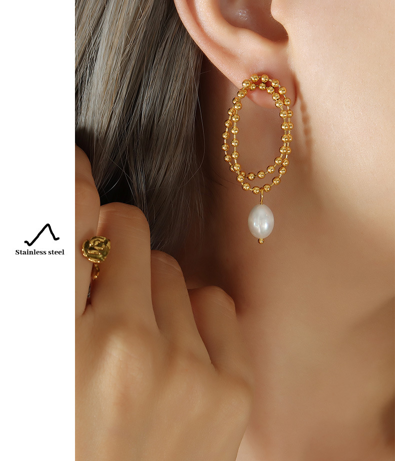 Retro Geometric Titanium Steel Plating Drop Earrings 1 Pair