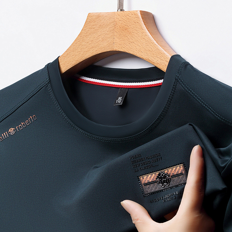 Fashionable silk thin breathable short sleeve T-shirt for leisure