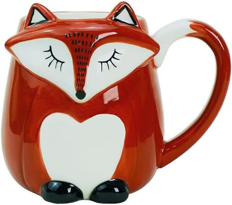 Ins-Style Healing Hand-Painted 3D Relief Fox Ceramic Coffee Cup Milk Mug Handmade Tea Cup