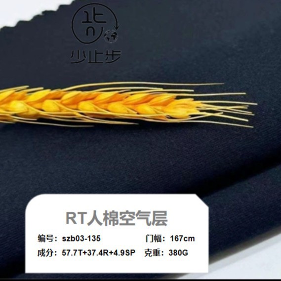 人棉空气层潮牌卫衣布 RT空气层弹力针织面料  春秋休闲套装布料
