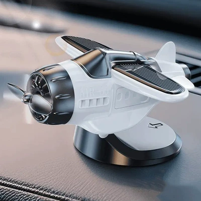 Car-mounted ornaments, cross-border solar-powered rotating airplane car dashboard decorations, car accessories, creative small ornaments (Car ornaments) - pearl-white