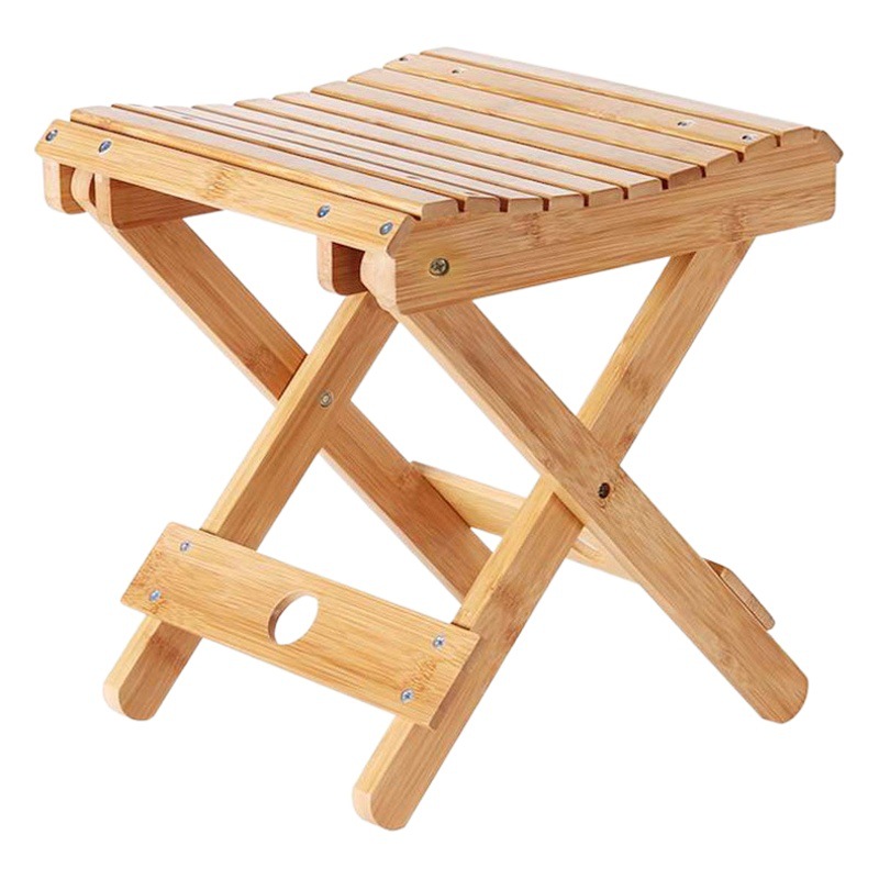 Taburete fresco de bambú plegable portátil pequeño taburete redondo hogar pequeño taburete cuadrado al aire libre pesca silla de madera para viajar
