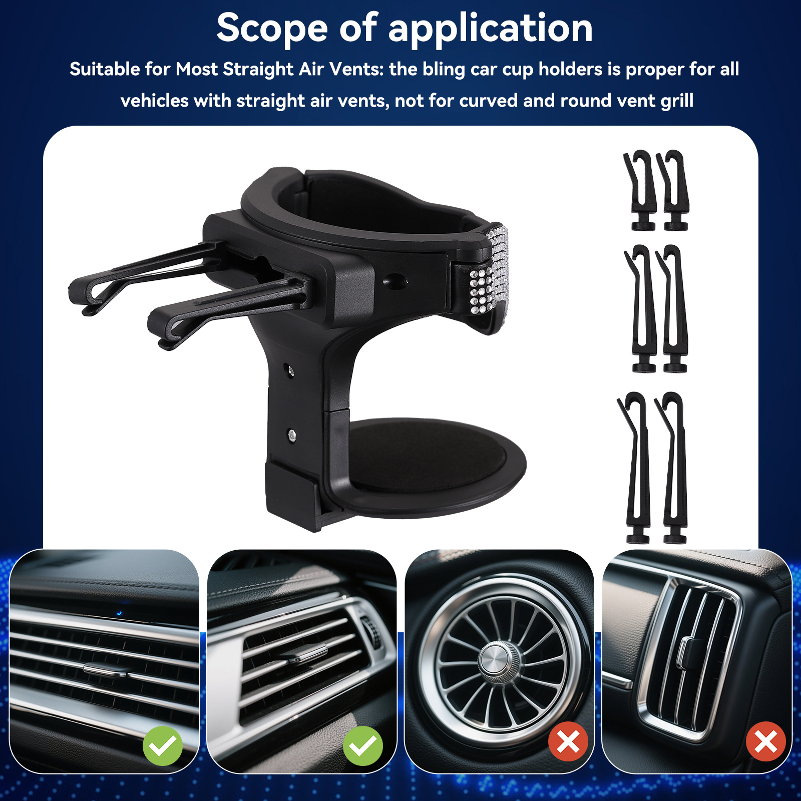 Car Diamond Cup Holder Drink Rack Air Vent Mount