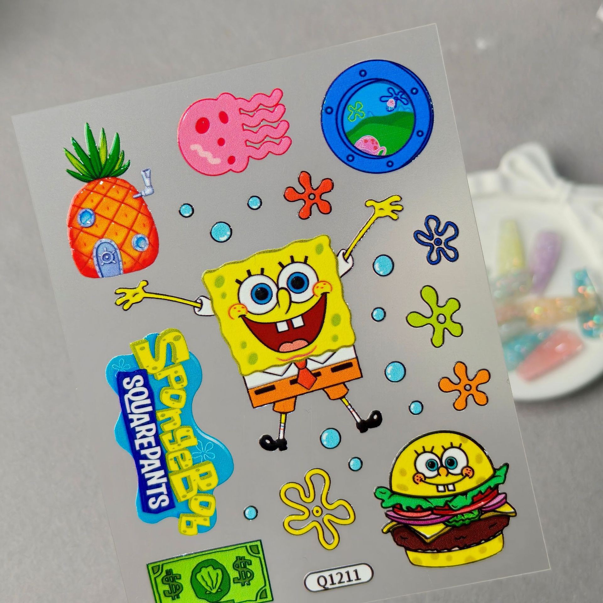 Linda pegatina de vaso de agua de Bob Esponja impermeable facción Big Star cangrejo dueño de hervidor de agua pegatina en relieve modelo q