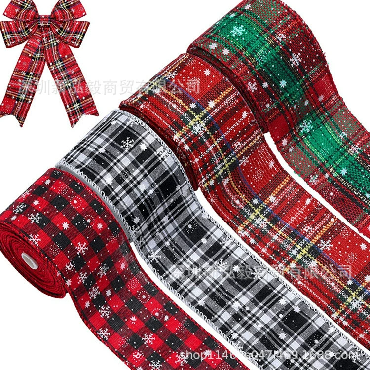Лента Hongyi Рождественская лента Цветная декоративная лента Форма снежинки Перекрытие ленты Клетчатая лента в наличии